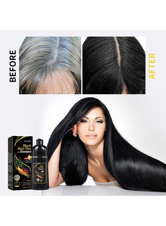 إيلهو شامبو صبغة شعر أسود، شامبو صبغة شعر أسود فوري 3 في 1، تغطية كاملة للرمادي، سحر خلال 15 دقيقة لجميع الأنواع، طبيعي للنساء والرجال، بلسم لترك اللون، سهل الاستخدام - Image 4